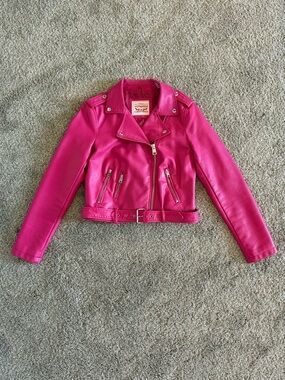 Womens Levi’s Hot Pink Faux Leather Moto Jacket